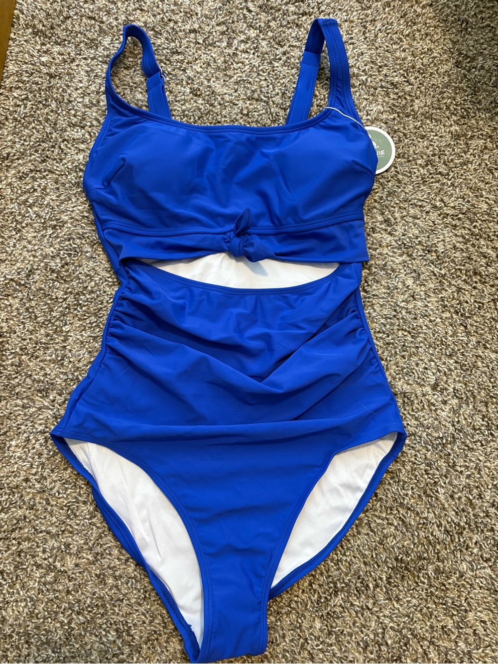 Classic Royal Blue One-Piece Swimsuit with Front Knot